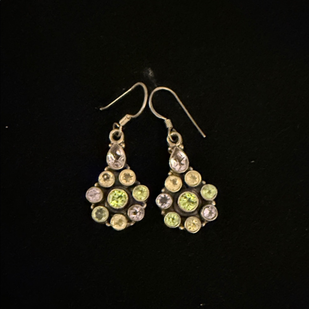 Elegant Silver and Green Earrings